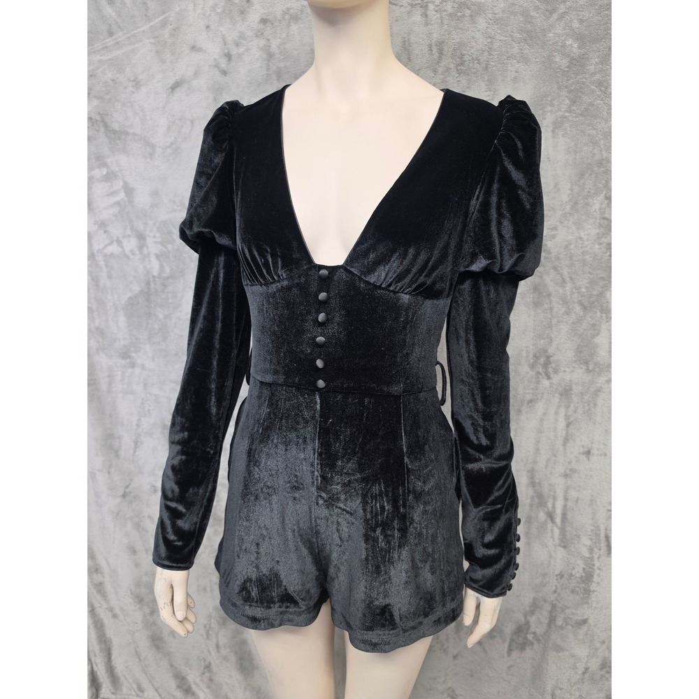 Goth Coquette Black Velvet Romper Sugar Thrillz Corset Waist Whimsigoth Witchy